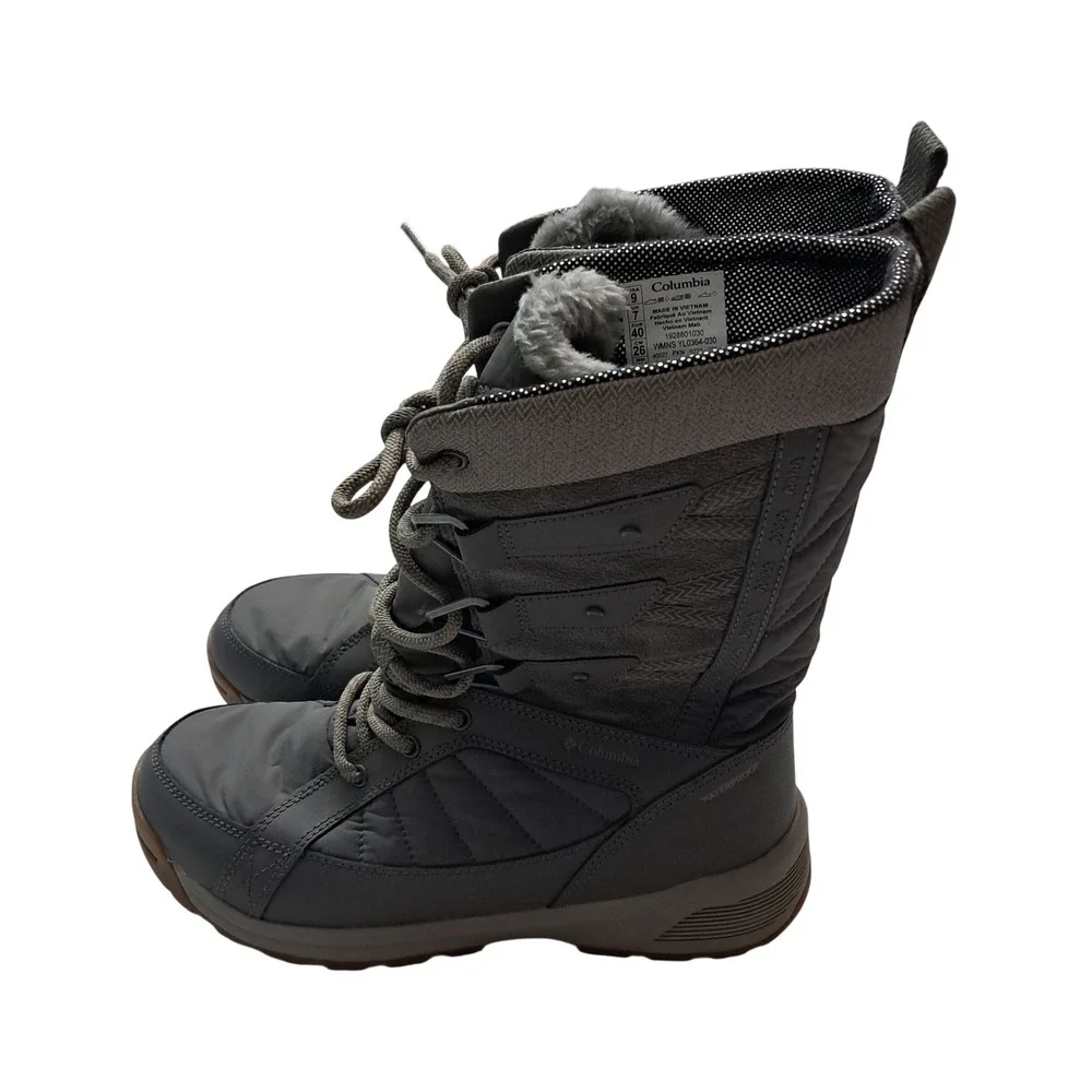 Columbia Meadows Snow Boots 9 Grey Omni-Heat Mid Calf Winter Waterproof‎ Lace Up